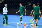 Lietuvos salės futbolo rinktinės treniruotė Vilniaus "Siemens" arenoje.